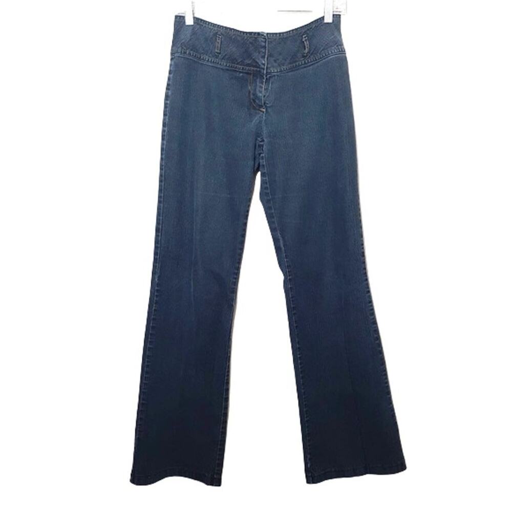 vintage Bisou Bisou womens wide leg pants size 10 blue chambray denim 90s